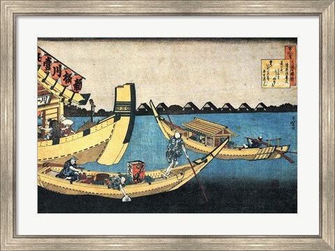 Framed Summer Sight on the River Sumida Print