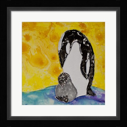 Framed Penguins Under the Morning Sun Print