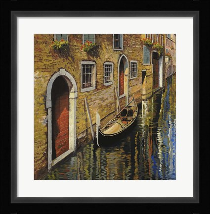 Framed La Gondola Sul Canale Print