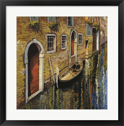 Framed La Gondola Sul Canale Print