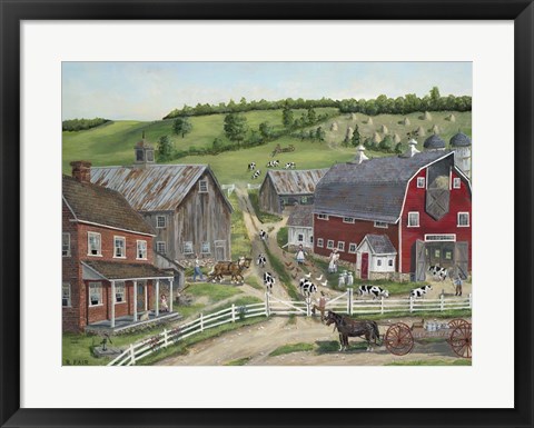 Framed Busy Barnyard Print