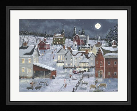 Framed Busy Village Print