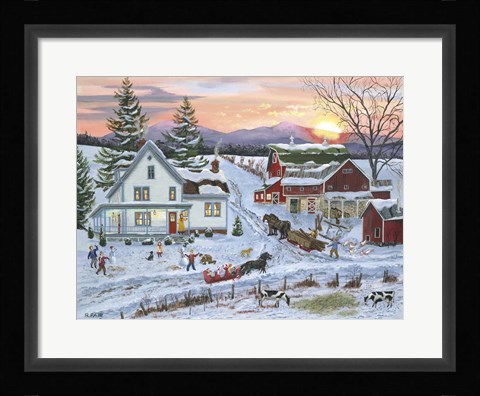 Framed Duelling Snowmen Print