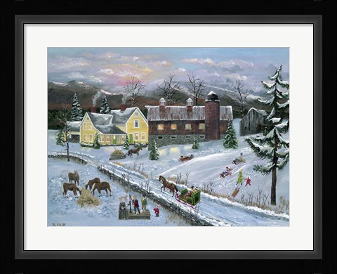 Framed Farm at Dusk Print