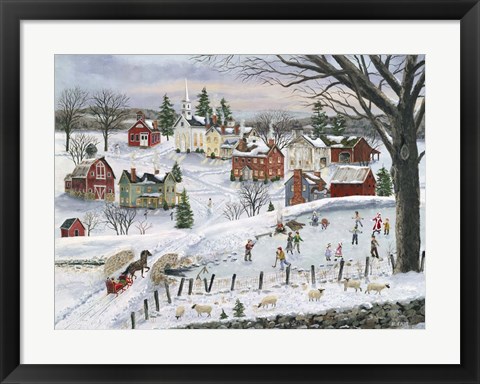 Framed Red Sleigh Print