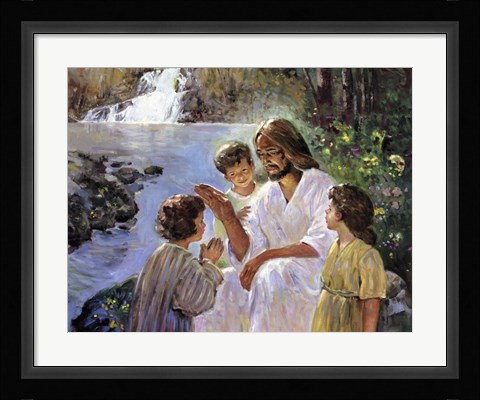 Framed Christ And The Children Print