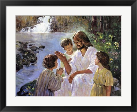 Framed Christ And The Children Print
