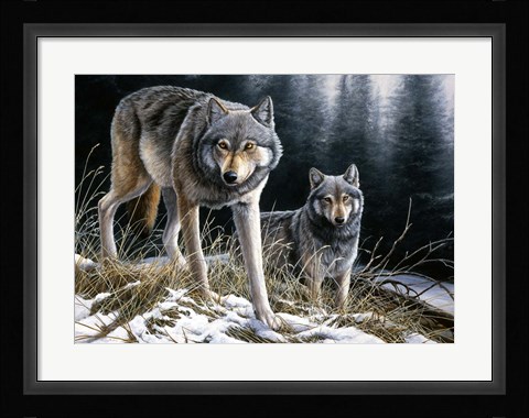 Framed Over The Ridge Wolves Print