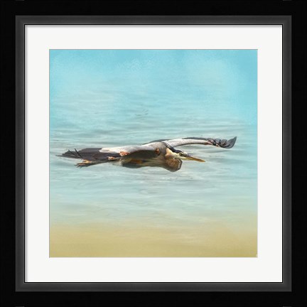 Framed Arrival Of The Blue Heron Print