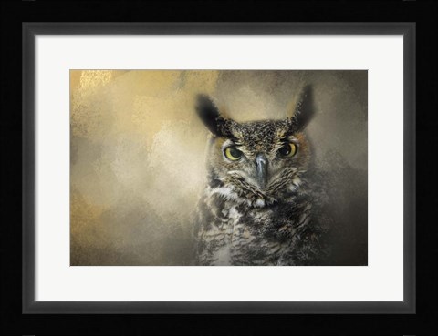 Framed Golden Eyes Great Horned Owl Print