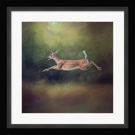 Framed I Can Fly White Tailed Fawn Print