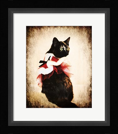Framed Vintage Christmas Kitten Print
