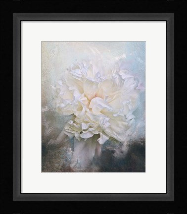 Framed Abstract Peony In Blue Print