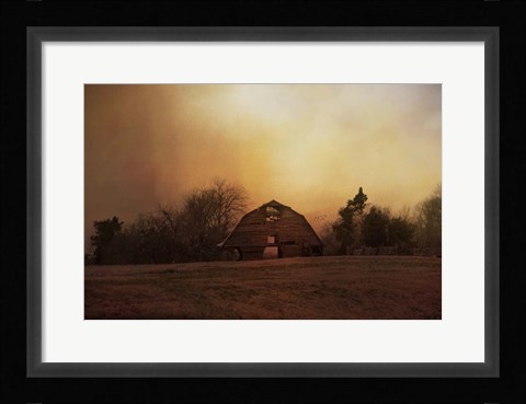 Framed Old Barn On A Fall Evening Print