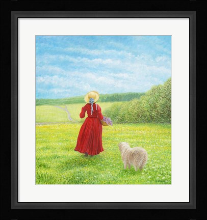 Framed Lady with Lilacs and Shelby Print