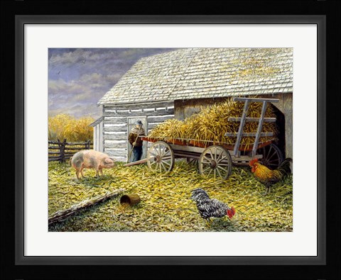 Framed Pig &amp; Chickens Print