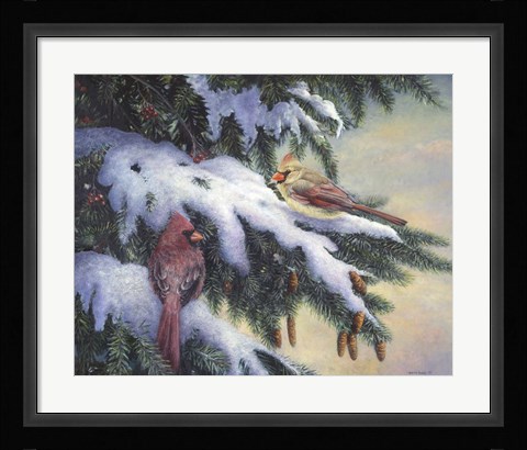 Framed Winter Cardinals Print