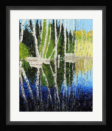 Framed Birch Tree Reflections Print