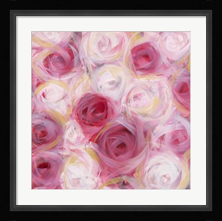 Framed White and Pink Roses Print