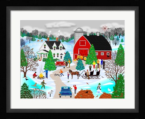 Framed Christmas on the Farm Print