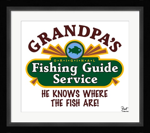 Framed Grandpa's Fishing Guide Service Print