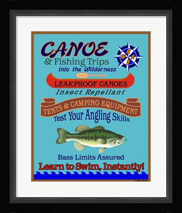Framed Canoe Fishing Wilderness Print