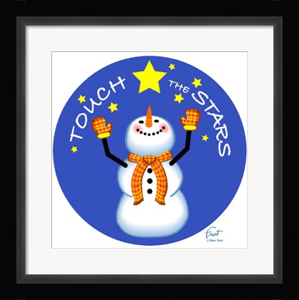 Framed Snowman Touch The Stars Print
