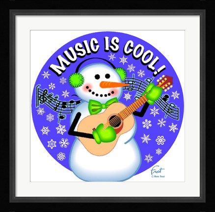 Framed Snowman Guitar Print