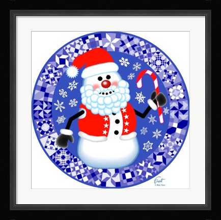 Framed Snowman Santa Quilt Print