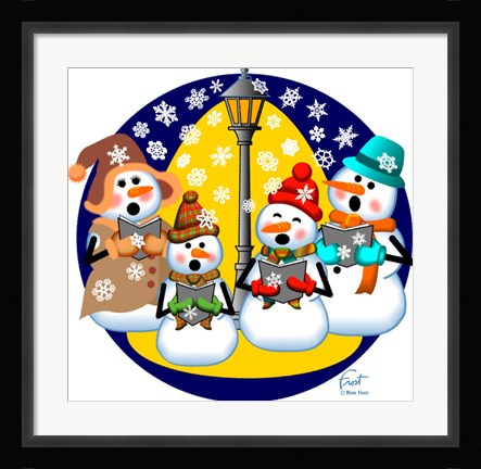 Framed Snowman Choir Print