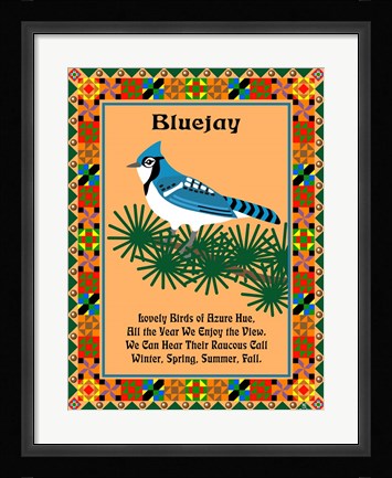 Framed Blue Jay Quilt Print