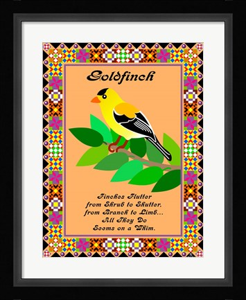 Framed Goldfinch Quilt Print