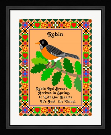 Framed Robin Quilt Print