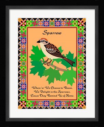 Framed Sparrow Quilt Print