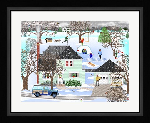 Framed Homestead In Winter Print