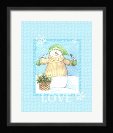 Framed Snowman Dove Love Print