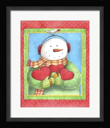 Framed Snowman Give Heart Print