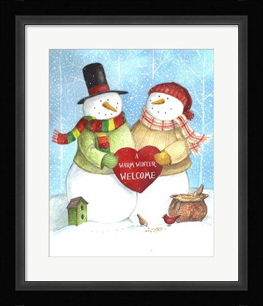 Framed Warm Welcome Snowman Print