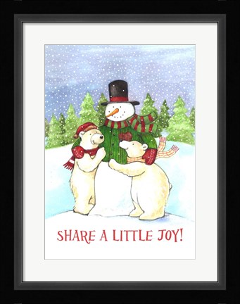 Framed Snowman And Polar Share Joy Print