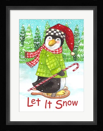 Framed Penguin Let It Snow Print