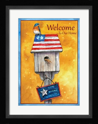 Framed Blue Bird American Welcome Print