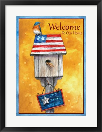 Framed Blue Bird American Welcome Print