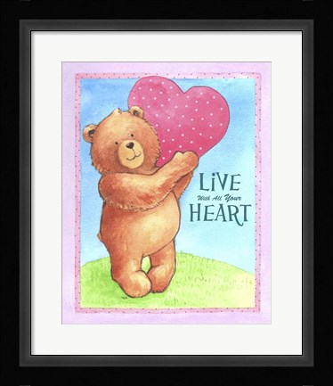 Framed Bear Live With Heart Print