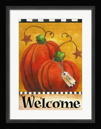 Framed Pumpkin Autumn Welcome Print