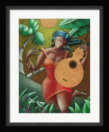 Framed Woman with Guitar Print