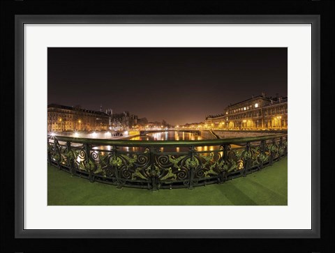 Framed Paris Night Bridge I Print