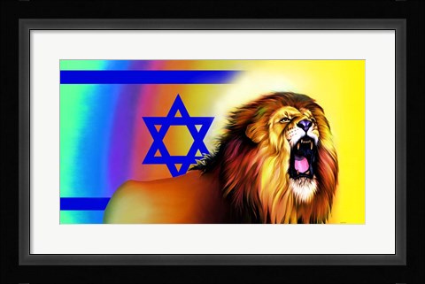 Framed Roaring Lion Star Print