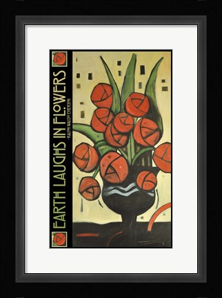 Framed Roses In Vase Poster Print