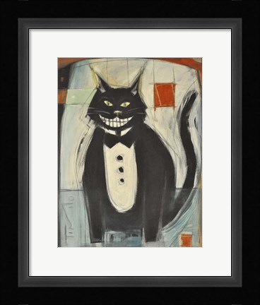 Framed Gato Negro En Tux Print