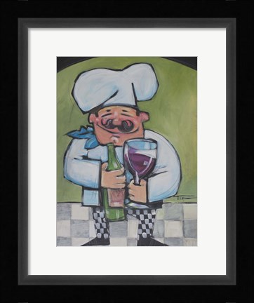 Framed Chef With Wine A Print